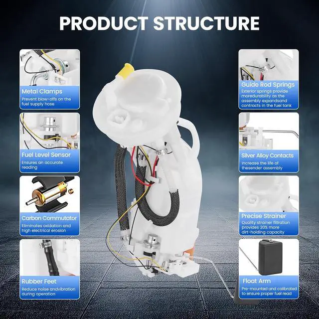 Alt view image 7 of 7 - E8666M Fuel Pump Module Assembly Compatible with Acura RSX 2005-2006 2.0L L4 GAS, Replaces FG1259, P76420M, 17045S6MA01, 17045S6MA30