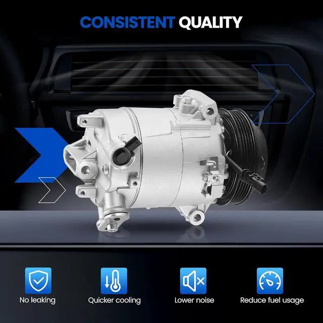 Alt view image 6 of 7 - 67222 A/C Compressor with Clutch Compatible with Chevrolet Impala Equinox Malibu 13-16 2.0L 2.5L, Compatible with Buick Regal 14-17 2.0L 2.4L, Compatible with GMC Terrain 15-17 2.4L