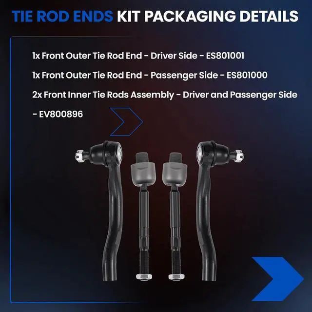 Alt view image 4 of 7 - 4-PC Tie Rod Ends Kits Compatible with Honda Accord 2013-2017,2xOuter ES801001 ES801000,2xInner EV800896