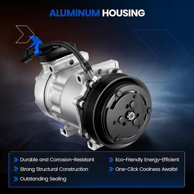 Alt view image 3 of 7 - 78595 Air Conditioning A/C Compressor with Clutch Compatible with Kenworth C500 C540 C550 K100 K100E K130 K150 T2000 T300 T400 T450 T600A T660 T800 W900
