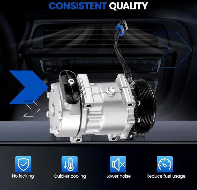 Alt view image 6 of 7 - 78595 Air Conditioning A/C Compressor with Clutch Compatible with Kenworth C500 C540 C550 K100 K100E K130 K150 T2000 T300 T400 T450 T600A T660 T800 W900