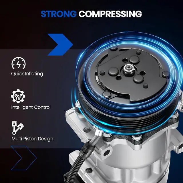 Alt view image 7 of 7 - 78595 Air Conditioning A/C Compressor with Clutch Compatible with Kenworth C500 C540 C550 K100 K100E K130 K150 T2000 T300 T400 T450 T600A T660 T800 W900