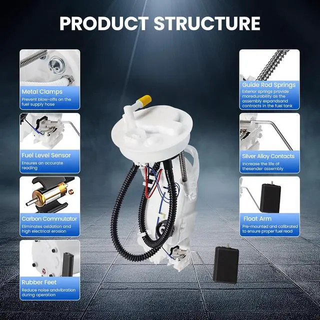 Alt view image 7 of 7 - E8713M Fuel Pump Module Assembly Compatible with Acura RSX 2002-2004 2.0L L4 GAS, Replaces FE0403, P77208M, SP8043M, 17045-S6M-A00, 17045S6MA00