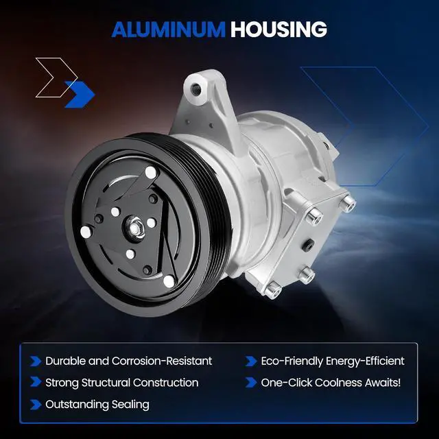 Alt view image 3 of 7 - 78379 Air Conditioning A/C Compressor with Clutch Compatible with Jeep Grand Cherokee 1999-2004 4.0L L6 GAS, Compatible with Jeep Wrangler 2000-2006 4.0L L6 GAS