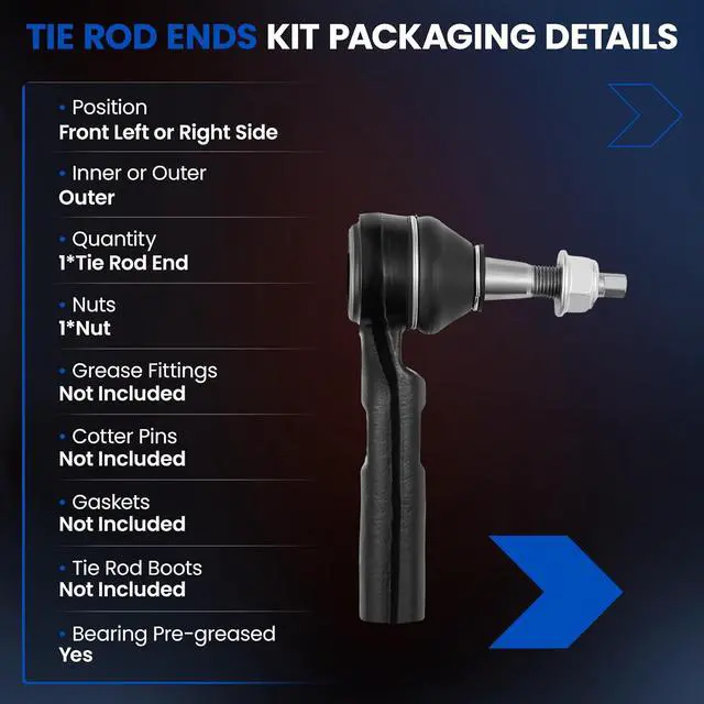 Alt view image 3 of 7 - 1PCS ES800408 Front Outer Tie Rod End Compatible with Chrysler 2011-2014 200 Sebring,Compatible with Dodge 2008-2014 Avenger Caliber,2009-2020 Journey,Fit for Jeep 2007-2017 Compass Patriot