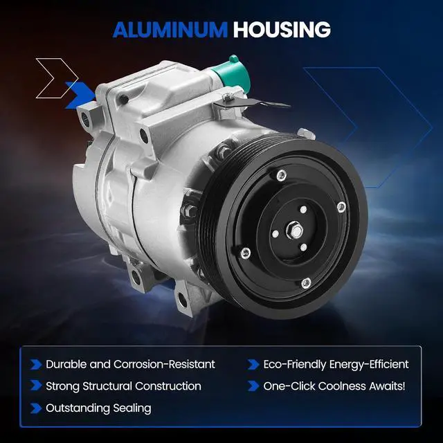 Alt view image 4 of 7 - 198377 Air Conditioning AC Compressor with Clutch | Compatible with Hyundai Santa Fe Sport 2013-2018 L4 2.0L 2.4L, Compatible with Kia Sorento 2011-2015 L4 2.4L, Gas Only