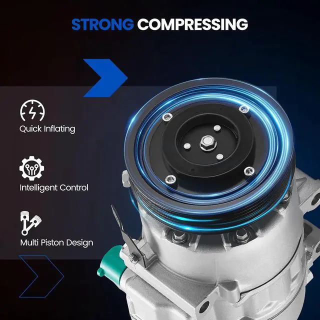 Alt view image 7 of 7 - 198377 Air Conditioning AC Compressor with Clutch | Compatible with Hyundai Santa Fe Sport 2013-2018 L4 2.0L 2.4L, Compatible with Kia Sorento 2011-2015 L4 2.4L, Gas Only