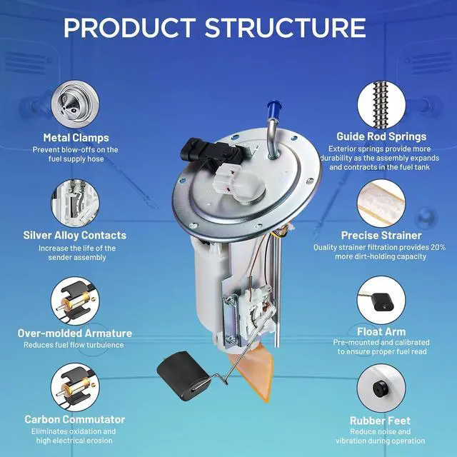 Alt view image 2 of 6 - E9031M Fuel Pump Assembly Compatible with Hyundai Sonata L4 2.4L | 2008 2009 2010 GAS, Replaces SP3041M FG1187