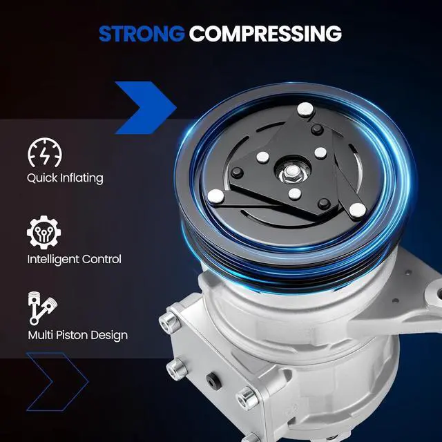 Alt view image 5 of 7 - 78379 Air Conditioning A/C Compressor with Clutch Compatible with Jeep Grand Cherokee 1999-2004 4.0L L6 GAS, Compatible with Jeep Wrangler 2000-2006 4.0L L6 GAS