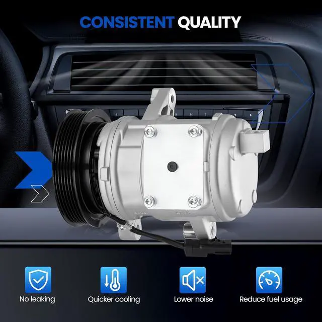 Alt view image 4 of 7 - 78379 Air Conditioning A/C Compressor with Clutch Compatible with Jeep Grand Cherokee 1999-2004 4.0L L6 GAS, Compatible with Jeep Wrangler 2000-2006 4.0L L6 GAS