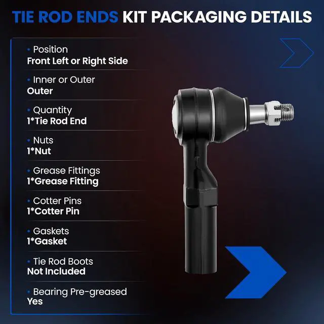 Alt view image 3 of 7 - 1PCS ES3538 Front Outer Tie Rod End Compatible with Dodge Ram 1500 2002-2008, Ram 2500 2003-2010, Ram 3500 2003-2010, 5073582AA 5073582AB 5073582AC 5073582AD 52106761AA
