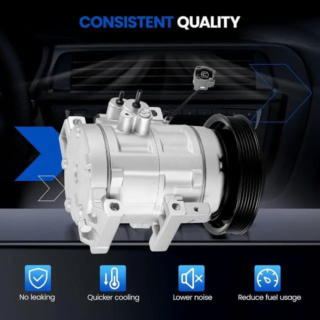 Alt view image 6 of 7 - 98122 Air Conditioning AC Compressor with Clutch for Mazda | Compatible with Mazda 3 Sport 2010-2013, Compatible with Mazda 5 2012-2015, 2.3L 2.5L, HS18 Compressor
