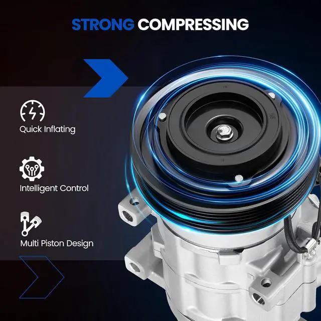 Alt view image 7 of 7 - 98122 Air Conditioning AC Compressor with Clutch for Mazda | Compatible with Mazda 3 Sport 2010-2013, Compatible with Mazda 5 2012-2015, 2.3L 2.5L, HS18 Compressor