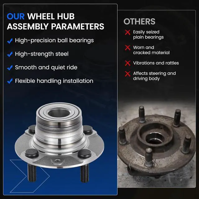 Alt view image 6 of 7 - 513152 Front Wheel Bearing and Hub Assembly 2 PCS | Compatible with Mazda Miata 1990-1993 1.6L L4, 1994-2005 1.8L L4, Gas