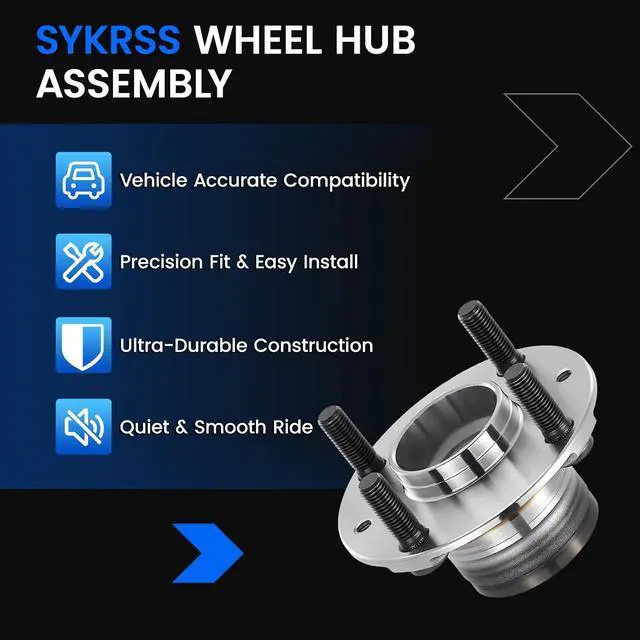 Alt view image 7 of 7 - 513152 Front Wheel Bearing and Hub Assembly 2 PCS | Compatible with Mazda Miata 1990-1993 1.6L L4, 1994-2005 1.8L L4, Gas