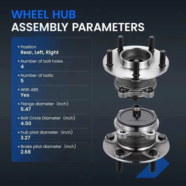 Alt view image 4 of 7 - 512519 Rear Wheel Bearing and Hub Assembly Compatible with Mazda 6 2014-2020 2.5L, Compatible with Mazda CX-5 2014-2019 2.0L 2.5L, 2 PCS