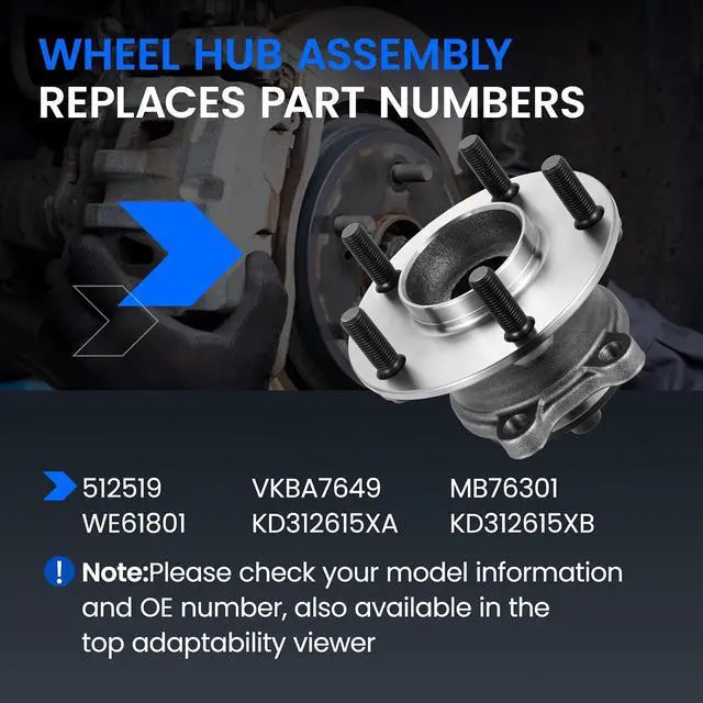 Alt view image 5 of 7 - 512519 Rear Wheel Bearing and Hub Assembly Compatible with Mazda 6 2014-2020 2.5L, Compatible with Mazda CX-5 2014-2019 2.0L 2.5L, 2 PCS