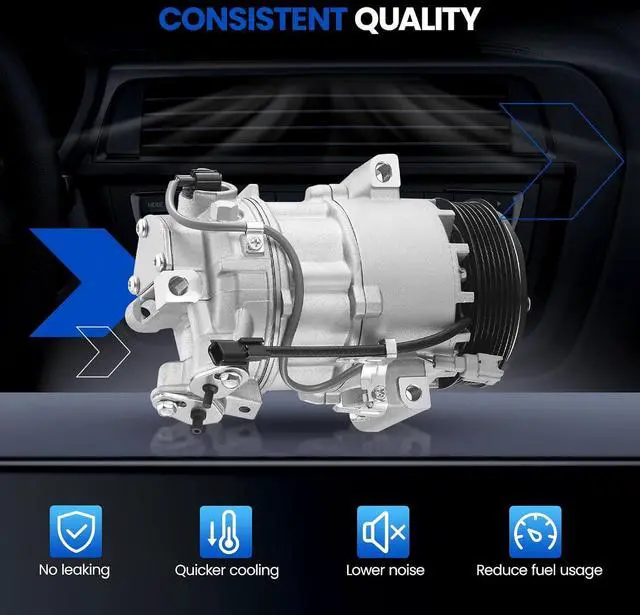Alt view image 4 of 7 - 98585 Air Conditioning AC Compressor with Clutch for Nissan | Compatible with Nissan Sentra 2017-2019 1.6L, for Sentra 2013-2019 1.8L, for Tsuru 2014-2017 1.6L