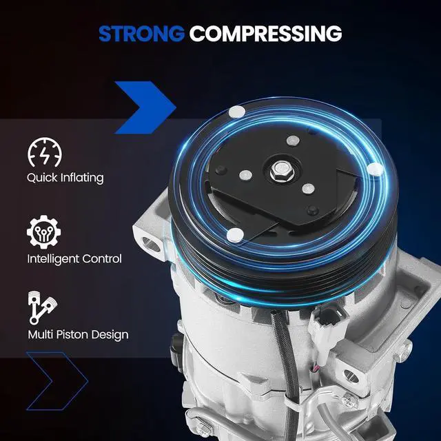 Alt view image 5 of 7 - 98585 Air Conditioning AC Compressor with Clutch for Nissan | Compatible with Nissan Sentra 2017-2019 1.6L, for Sentra 2013-2019 1.8L, for Tsuru 2014-2017 1.6L