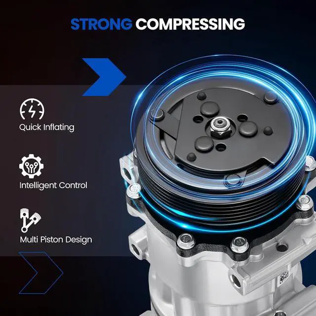 Alt view image 7 of 7 - 68550 Air Conditioning AC Compressor with Clutch | Compatible with Dodge Dakota 1996-2002, for Jeep Cherokee (97-01) TJ (97-99) Wrangler (97-99) 2.5L 4.0L, SD709 Style