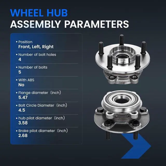 Alt view image 4 of 7 - 513347 Front Wheel Bearing and Hub Assembly Compatible with Mazda 6 2014-2019 2.5L L4, Compatible with Mazda CX-5 2014-2020 2.0L 2.5L, 2 PCS