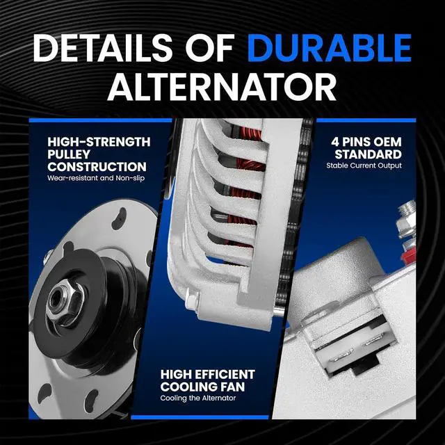 Alt view image 4 of 7 - 7272-12 12SI One-Wire Alternator Compatible with Chevrolet,Compatible with GMC, 12V 140A,C/K/R/V Series, Suburban, Blazer, G10 G20 G30 CW Rotation, 7273-12, 7294-12, 0463060, 10463397,1100269
