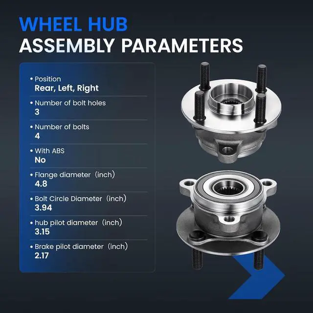 Alt view image 4 of 7 - 512654 Rear Wheel Bearing and Hub Assembly Compatible with Mazda MX-5 Miata 2016-2023 2.0L L4, Gas, 1 PCS