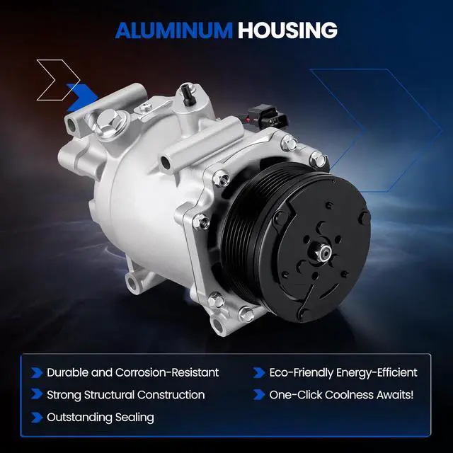 Alt view image 3 of 7 - 98560 Air Conditioning A/C Compressor with Clutch Compatible with Acura CSX 2006-2010 2.0L L4, Compatible with Honda Civic 2006-2011 2.0L L4, GAS