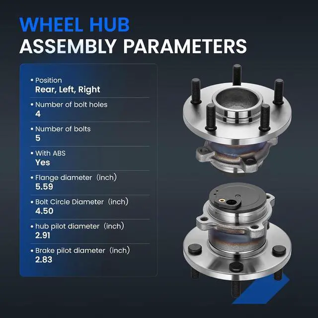 Alt view image 4 of 7 - 512347 Rear Wheel Bearing and Hub Assembly Compatible with Mazda 3 2004-2013 2.0L 2.3L, Compatible with Mazda 5 2006-2010 2.3L, 2012-2017 2.5L, Gas, 2 PCS