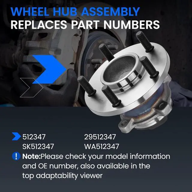 Alt view image 5 of 7 - 512347 Rear Wheel Bearing and Hub Assembly Compatible with Mazda 3 2004-2013 2.0L 2.3L, Compatible with Mazda 5 2006-2010 2.3L, 2012-2017 2.5L, Gas, 2 PCS