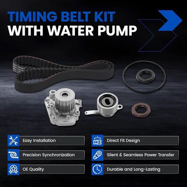 Alt view image 3 of 7 - TKH005 Engine Timing Belt Kit with Water Pump Compatible with Acura EL 1997-2000, Compatible with Honda Civic 1996-2000, Civic del Sol 1996-1997