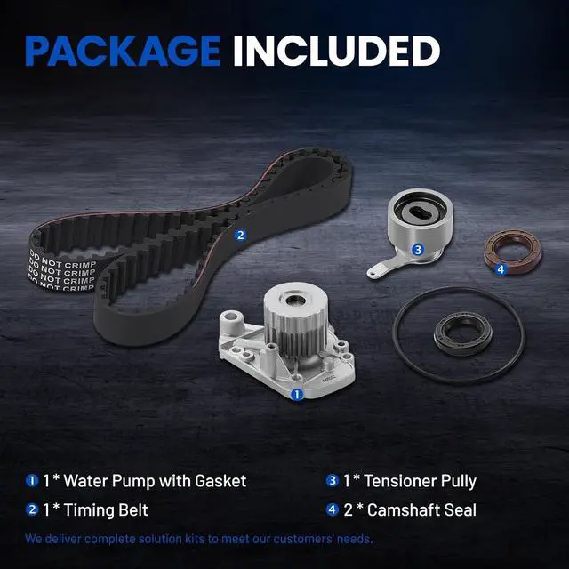 Alt view image 4 of 7 - TKH005 Engine Timing Belt Kit with Water Pump Compatible with Acura EL 1997-2000, Compatible with Honda Civic 1996-2000, Civic del Sol 1996-1997