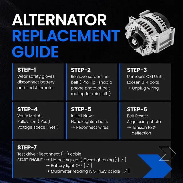 Alt view image 6 of 7 - 0121715002 Alternator for Volvo XC90 2005-2011 4.4L V8, 180A, 12V | For Volvo XC90 2011, S80 2007-2010, S80 2008-2010, Clockwise Rotation, 6-Groove, Internal Fan, Internal Regulator