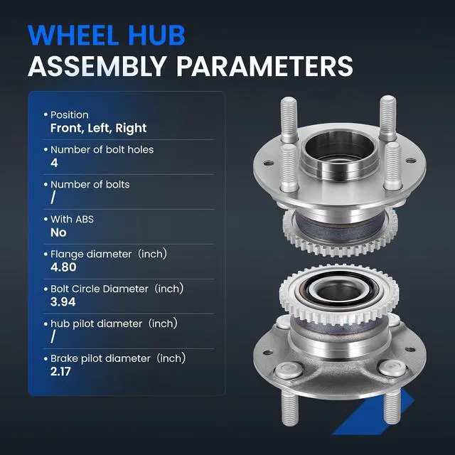Alt view image 4 of 7 - 513155 Front Wheel Bearing and Hub Assembly Compatible with Mazda Miata 1991-1993 1.6L L4, 1994-1997 1999-2005 1.8L, Gas, 2 PCS