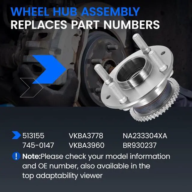 Alt view image 5 of 7 - 513155 Front Wheel Bearing and Hub Assembly Compatible with Mazda Miata 1991-1993 1.6L L4, 1994-1997 1999-2005 1.8L, Gas, 2 PCS