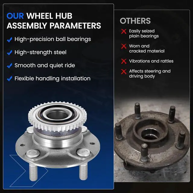 Alt view image 6 of 7 - 513155 Front Wheel Bearing and Hub Assembly Compatible with Mazda Miata 1991-1993 1.6L L4, 1994-1997 1999-2005 1.8L, Gas, 2 PCS