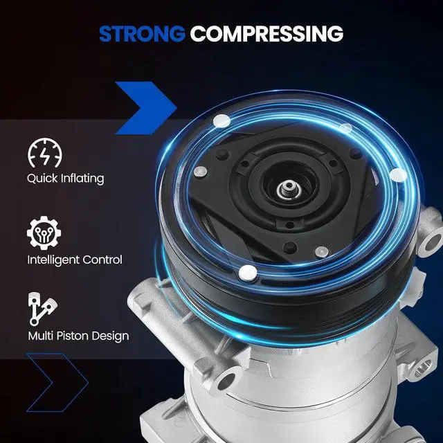 Alt view image 6 of 6 - 58950 Air Conditioning A/C Compressor with Clutch Compatible with Chevrolet Silverado C1500 C2500 C3500 K1500 K2500 K3500 P30, Compatible with GMC Jimmy Yukon