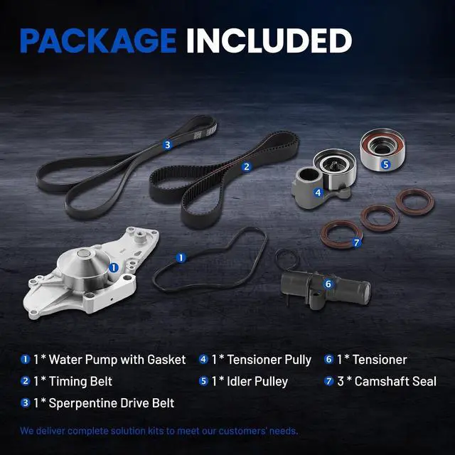 Alt view image 4 of 7 - TCKWP329 Engine Timing Belt Kit with Water Pump Compatible with Acura MDX RDX RL RLX TL TLX TSX ZDX, Compatible with Honda Accord Crosstour Odyssey Passport Pilot Ridgeline, fit for Saturn Vue