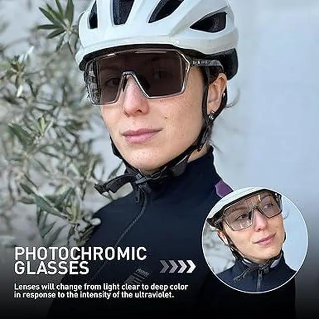 Alt view image 4 of 6 - KAPVOE Photochromic Cycling Glasses Men Mountain Bike Glasses Women Clear MTB Sports Sunglasses Bicycle Triathlon Running
