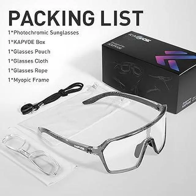 Alt view image 2 of 6 - KAPVOE Photochromic Cycling Glasses Men Mountain Bike Glasses Women Clear MTB Sports Sunglasses Bicycle Triathlon Running