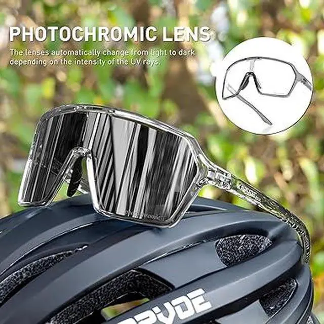 Alt view image 5 of 6 - KAPVOE Photochromic Cycling Glasses Men Mountain Bike Glasses Women Clear MTB Sports Sunglasses Bicycle Triathlon Running