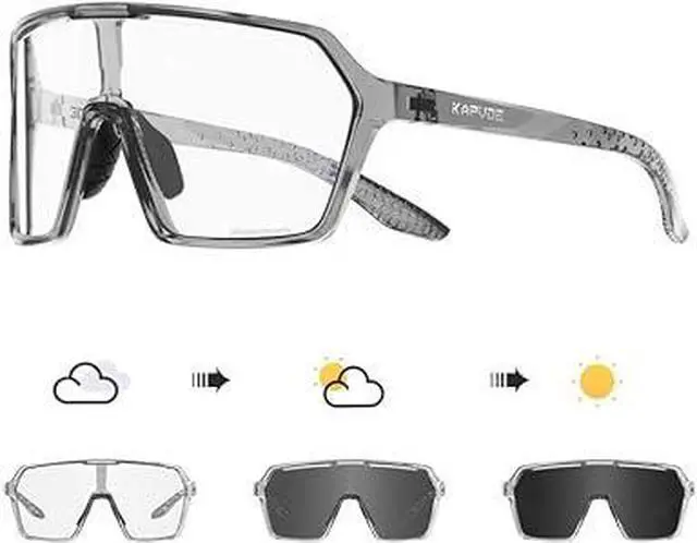 Main image of KAPVOE Photochromic Cycling Glasses Men Mountain Bike Glasses Women Clear MTB Sports Sunglasses Bicycle Triathlon Running