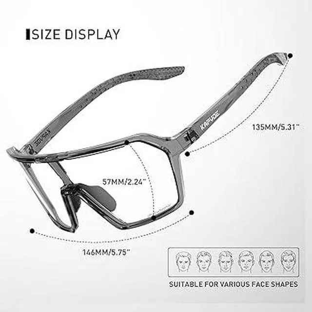 Alt view image 3 of 6 - KAPVOE Photochromic Cycling Glasses Men Mountain Bike Glasses Women Clear MTB Sports Sunglasses Bicycle Triathlon Running