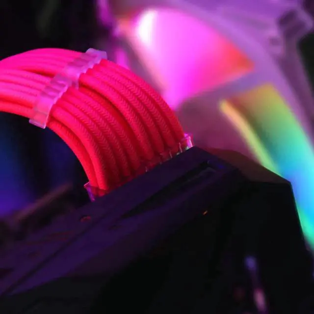 Alt view image 2 of 6 - PSU Extension Cable Kit Custom Sleeved Power Supply Cable Mod for PC Build 18AWG 24Pin ATX /8 (4+4) Pin EPS CPU Cable /8 (6+2) Pin PCI-E GPU PSU Cables 6PCS with Cable Comes Pink