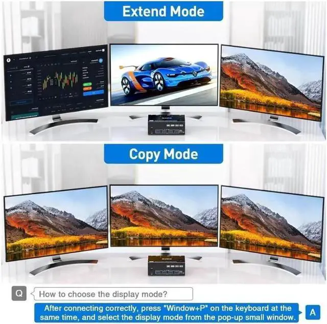 Alt view image 4 of 7 - Monitors KVM Switch 2 Displayport + HDMI USB 3.0 KVM Switch 8K@60Hz,4K@144Hz 3 Monitors 2 Computers KVM with 4 USB 3.0 Ports Included KVM Cables,HDMI 8K@60Hz/4K@60Hz,DP 8K@30Hz/4K@144Hz14