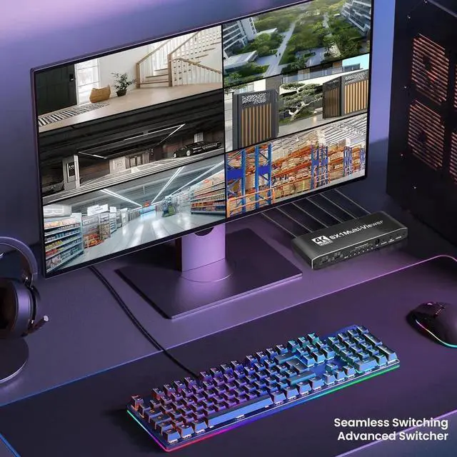Alt view image 6 of 7 - 4K HDMI Multi-Viewer Switch 6 in 1 Out, HDMI Multi-Switcher for Seamless Switch 6x1/ 5x1/ 4x1/ 3x1/ 2x1, HDMI Multiviewer Support Dual Screen, 8 Viewing Modes, 4k x 2k, 1080P