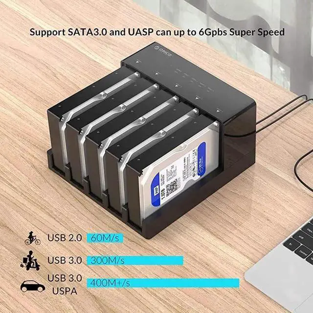 Alt view image 4 of 7 - USB 30 to SATA External Hard Drive 5 Bay Docking Station with Duplicator Offline Clone Function for 25 or 35in HDD SSD Support 5X 10 TB