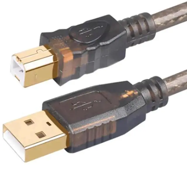 Main image of USB Printer Cable 49.2FT/15M, USB Type A to USB Type B Male to Male Scanner Active USB 2.0 Cord, High Speed for HP, D.ell, etc, Transparent Black