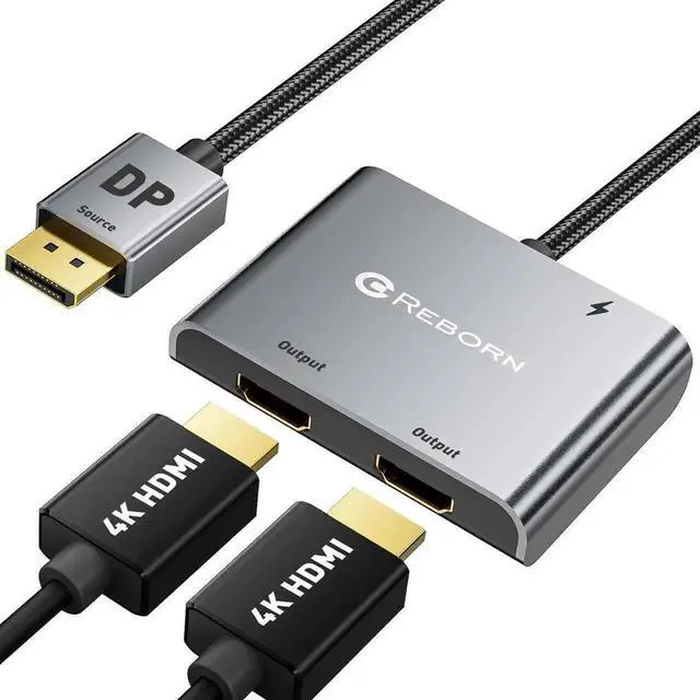 Main image of DisplayPort to Dual HDMI Adapter 4K@60Hz Display Port to HDMI 1 in 2 Out Splitter for Dual Monitor Extended Display DP Source to 2 HDMI Adapter with PC Graphics Card HP and More