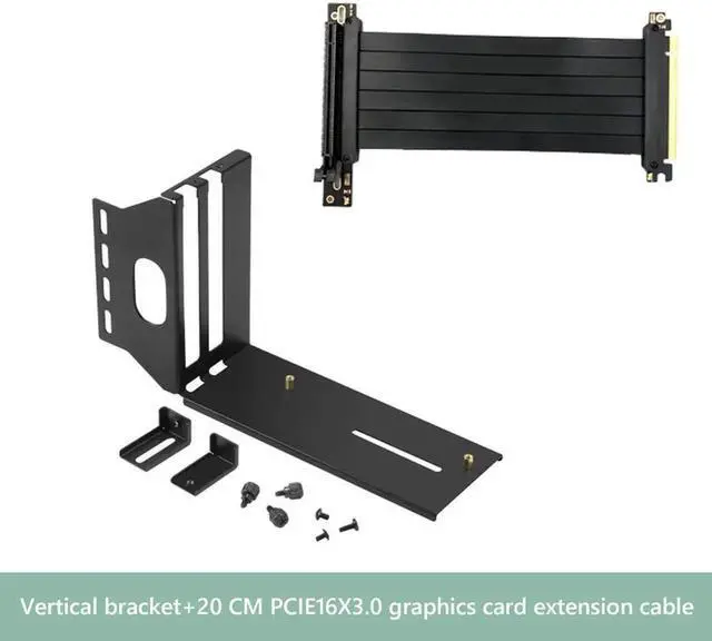 Main image of VGA Graphics Cards Vertical Bracket PCIE 3.0 X16 Extension Cable Cards PCI Express Cable Extender for ATX PC Case 20cm